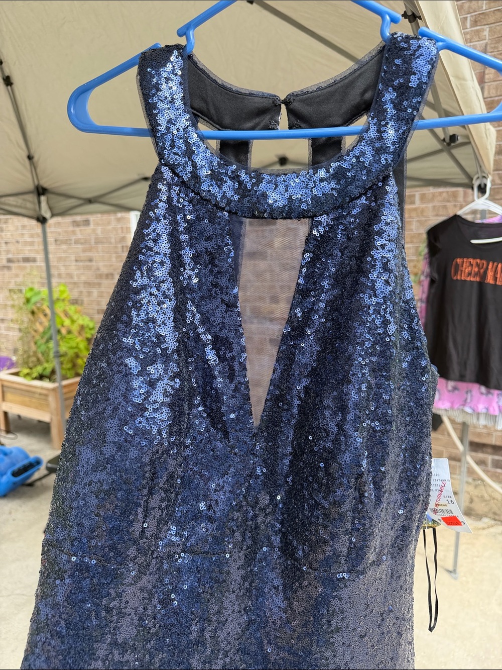 Morgan & Co. Navy Blue Sequin Halter Wedding Dress